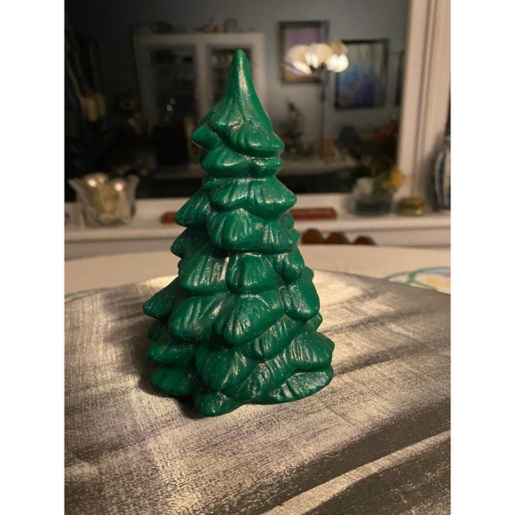 Handmade Ceramic Christmas Tree, No Lights, Green w touch iridescent glitter - Picture 4 of 12